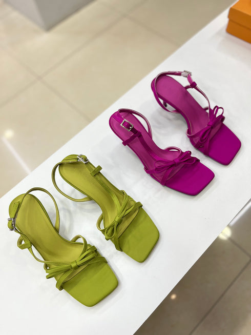 Bow Decor Multi Strap Slid On Heels